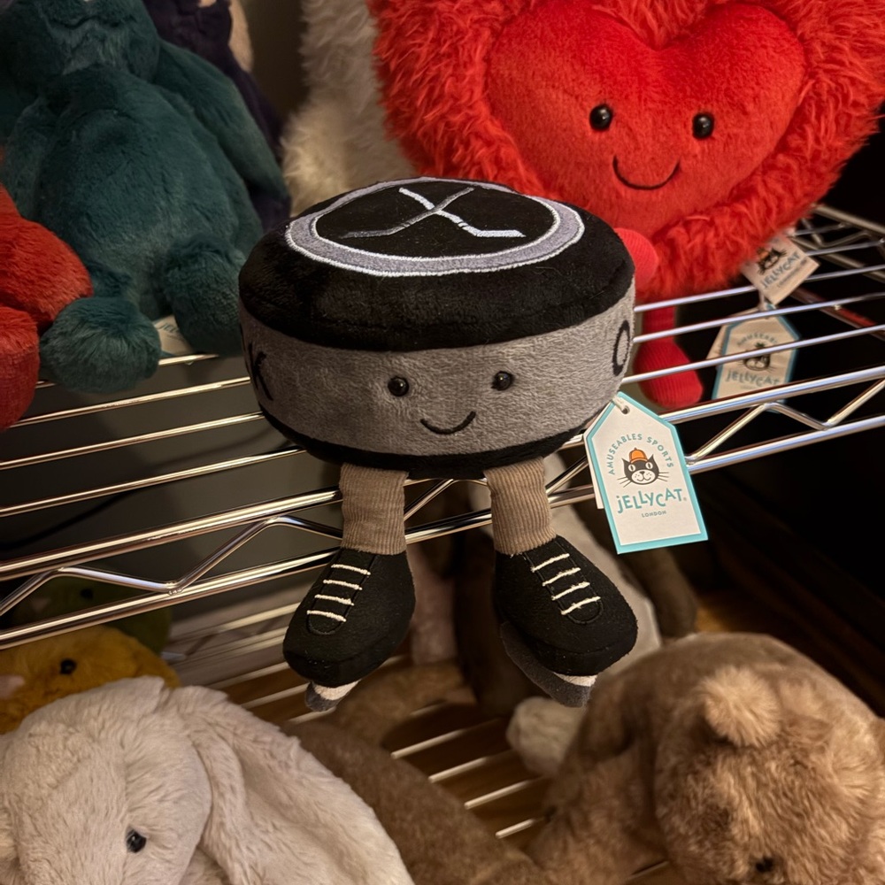 Jellycat Official Hockey Puck Plush - Black and Gray